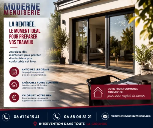 La rentrée à Villenave-d'Ornon : pourquoi est-ce le moment idéal pour préparer vos travaux de menuiserie ?, Bordeaux, Moderne Menuiserie 33