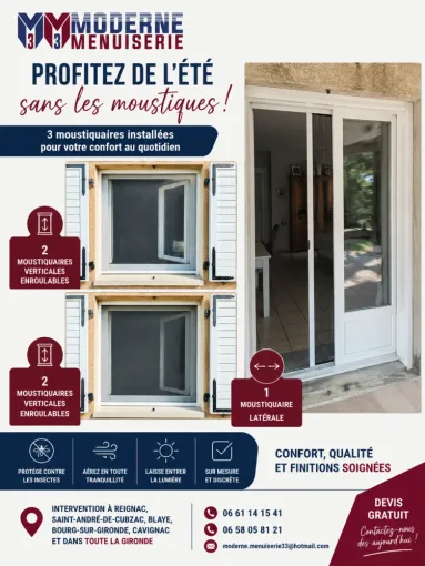 Moustiquaires sur mesure à Eysines : profitez de l'air frais sans subir les moustiques, Bordeaux, Moderne Menuiserie 33