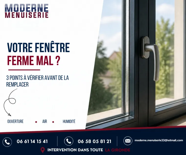 Fenêtre à remplacer ? Les points à vérifier avant de décider, Bordeaux, Moderne Menuiserie 33